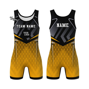 Créez votre propre maillot de lutte personnalisé à impression numérique, léger, respirant, à séchage rapide, ajusté et fin, pour hommes, en spandex/polyester - Product Image 2