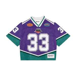 Maillot de football américain rétro personnalisé grande taille coupe ample et courte en maille respirante séchage rapide avec impression sérigraphiée devant court - Product Image 4