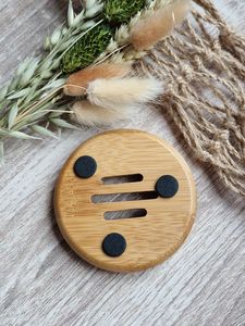 Curio Craft Round <b>Bamboo</b> <b>Soap</b> <b>Dish</b> Modern Minimalist Design Anti-Slip Easy to Clean Bathroom Accessory - Product Image 6