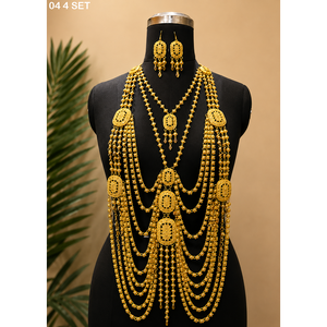 Exquisito Juego de Joyería Bohemia para Mujer, Chapado en Oro y Cobre, para Boda, Compromiso o Fiesta, Collar y Aretes con Borlas de Filigrana Dorada - Product Image 6