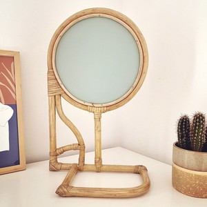 Handmade rattan cane <b>table</b> <b>mirror</b> cheapest cost statement <b>mirrors</b> for desktop <b>vanity</b> display - Product Image 1