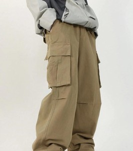 Men's Gray Lightweight Cotton Canvas Cargo Pants Elastic Waist Machine Washable Multiple Pockets Workwear Style Autumn Wear - Product Image 4