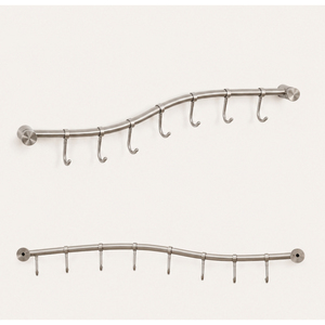 Modern Stainless Steel Wall Mounted Kitchen Rail with Sliding <b>Hooks</b> Utensil Hanging Rack for Pots Pans and Mugs In Low Price - Product Image 1
