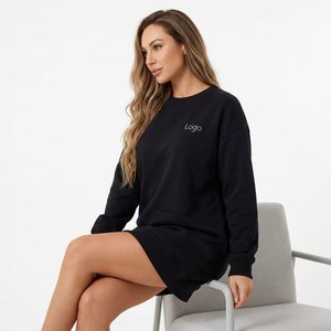 Vestido de Manga Larga para Mujer, Sudadera de Felpa Extra Grande con Logotipo Personalizado, Ropa Urbana Informal, Proveedor de Ropa al por Mayor - Product Image 6