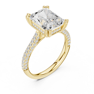 Anillo de Compromiso Clásico con Diamante Cultivado en Laboratorio de 4 Quilates, Corte Radiante, Banda Pavé, Oro de 14K, Certificado IGI, Diamante VS1 E para Aniversario o Boda - Product Image 3