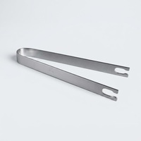 Pince à glace en acier inoxydable motif clé grecque, pince de service alimentaire en métal durable pour bars, hôtels et traiteurs de mariage, bordure dorée