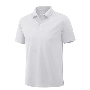 Polo à manches courtes blanc pour homme, coupe classique, couleur unie, coton piqué, décontracté, respirant, design tricoté, boutons sur le devant - Product Image 3
