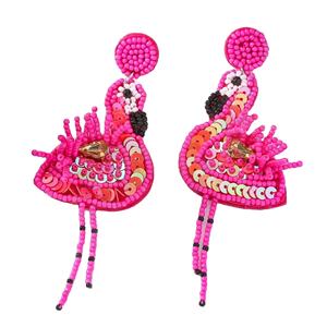 Boucles d'oreilles pendantes tendance en forme de fleur, style bohème, faites à la main, en perles de verre plaquées argent, pour femme, idéales pour les soirées - Product Image 3