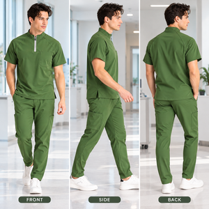 Uniforme Médico Personalizado para Hombre, Blusa con Cuello y Cierre de Cremallera, Corte Entallado, con Logotipo del Proveedor - Product Image 2