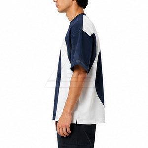 Camisetas de corte cuadrado con estilo, con un moderno diseño de bloques de color, mangas de material de algodón suave para ropa informal y a la moda. - Product Image 5