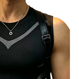 Mens Black Compression <b>Tank</b> <b>Top</b> Sleeveless Athletic Gym Training Shirt Quick Dry Breathable Stretch Fit Sports Workout XL - Product Image 4