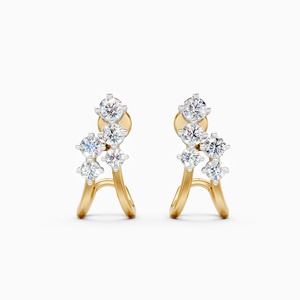Magnifiques boucles d'oreilles modernes en arc avec diamant de laboratoire de 0,734 ct en or jaune, blanc et rose 9 carats - Product Image 3
