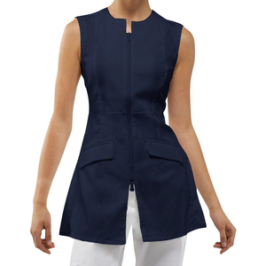 Tunique personnalisable en faux lin pour femme, respirante et écologique, uniforme d'infirmière brodé pour spa, salon de beauté, travail et hôpital - Product Image 4