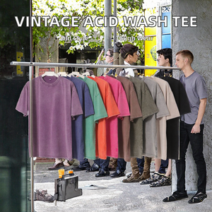 Camiseta Vintage para Hombre con Logotipo Personalizado, Talla Americana, Algodón Grueso de 230 g/m², Teñido con Cera, Cuello Redondo - Product Image 2