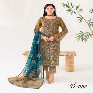 Ramsha Vol R-10 Designers pakistanais trois pièces en mousseline de soie brodée costumes femmes fête porter des robes Panjabi - Product Image 2
