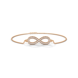 Pulsera de Oro Rosa con Dije Infinito y Diamantes, Joyería de Cadena Abierta para Regalo de Aniversario - Product Image 1