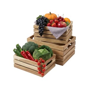 Juego de Cajas de Madera Apilables para Almacenamiento, Caja de Almacenamiento de Madera de Acacia, Contenedor para Frutas y Verduras, Organizador de Cocina, Despensa y Encimera - Product Image 1