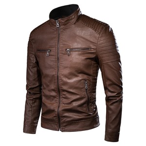 Leathers Jacket Punk Motorcycle Style Teenager's Collar Plain Dye Canvas ODM Foreign Trade jacket for <b>men</b> - Product Image 5