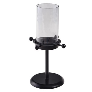 Candelabro de Hierro Negro con Portavelas de Vidrio, Resistente al Calor, Decoración para el Hogar, Portavelas de Metal - Product Image 1