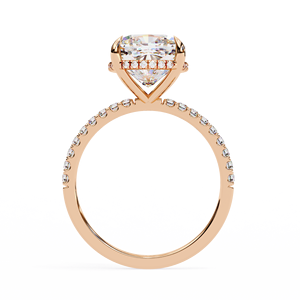 Bague de fiançailles en diamant de laboratoire taille coussin 3,25 ct E-F VS certifiée IGI plaquée or avec pavé caché et sangle en diamants VIBHINI - Product Image 5