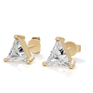 Yellow Plated Sterling Silver Trillion Cut Prong <b>Moissanite</b> Stud <b>Earrings</b> Classic Women's Jewelry 1.5g Heerani Jewels - Product Image 1