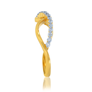 Solid Gold Diamond Bypass <b>Ring</b> Modern Infinity Design Sparkling <b>CZ</b> Accents Custom Jewelry Manufacturer - Product Image 3