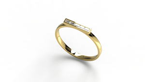 Luxury 18K Gold Baguette <b>Diamond</b> <b>Ring</b> Horizontal Signet Bar Band Stackable Eternity Wedding <b>Ring</b> Fine Jewelry Gift for Women - Product Image 2
