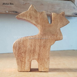 Suministros de decoración navideña Decoración de mesa de madera ecológica Hermosa decoración navideña de renos de La India - Product Image 2