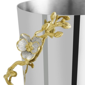 Jarrón de lujo Saleem International 2026 con diseño de granada, color plateado, de metal, con hoja de ginkgo marrón dorado - Product Image 5