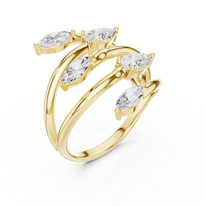 Yellow Gold Marquise Cut Lab Grown Diamond Open Wrap <b>Ring</b> <b>Adjustable</b> Statement Fine Jewelry for Women Gift - Product Image 1