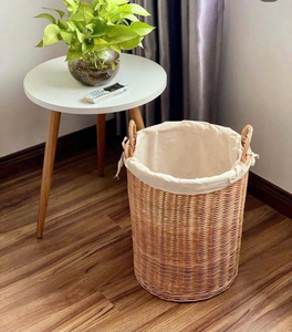 Cesta de Almacenamiento de Ratán Natural con Asas, Forma Circular, Estilo Nórdico, para Guardar Ropa - Product Image 4