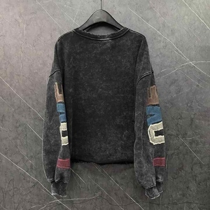 เสื้อสเวตเชิ้ตแบบย้อมสีเอซิดสั่งทำพิเศษ OEM ขายส่ง ยอดนิยม 350GSM เสื้อสเวตเชิ้ตหนาน้ำหนักมาก คุณภาพสูง คอวีแบบวินเทจ - Product Image 4