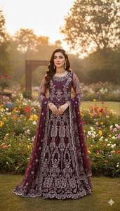 Lehenga Choli de Seda Beige con Bordado, Vestido de Novia Tradicional Largo Hasta el Suelo para Mujer, India Pakistán 2026 - Product Image 5