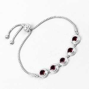 Certified Natural Garnet Bracelet Sterling Silver Adjustable Bezel Bolo January Birthstone Jewelry Wedding Gift - Product Image 5