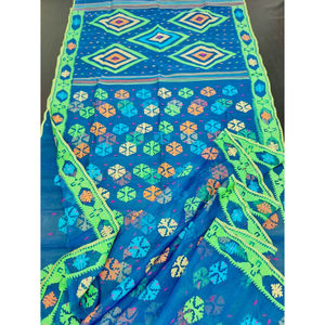 Elegant Digital Print <b>Jamdani</b> Cotton <b>Saree</b> for Women Traditional Bangladesh Style Party Wear Sun Protection Quick Dry - Product Image 6