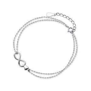 Double Layer Link Chain <b>Bracelet</b> 925 Sterling Silver Simple <b>Infinity</b> Love Heart <b>Bracelet</b> for Women Fine Jewelry - Product Image 1