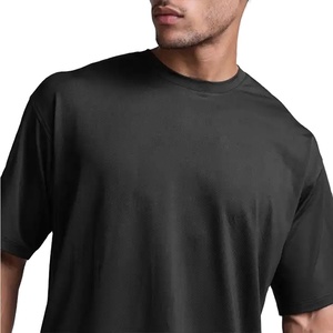 Compre Camisetas Deportivas de Algodón para Hombre, de Alta Calidad, Bajo MOQ, Estilo Urbano, Color Negro Liso, 2026 - Product Image 2