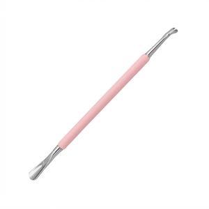 Empujador de Cutículas Personalizado con Mango Rosa, Herramienta de Cuidado de Uñas de Acero Inoxidable con Doble Extremo para Uso en Salón de Manicura - Product Image 1