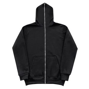Oversized <b>Pink</b> Hooded Zip-Up <b>Sweatshirt</b> Unisex Casual Fleece Autumn Wear Regular Fit Solid Color Knitted Cotton - Product Image 2