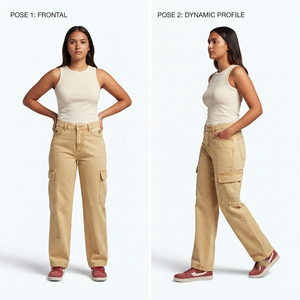 กางเกงยีนส์ผู้ชายทรงตรง กางเกงยีนส์ลำลอง มีกระเป๋าข้าง ติดกระดุม - Product Image 5