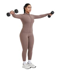 Veste de sport à manches longues pour femmes séchage rapide fermeture éclair haut d'entraînement léger respirant Yoga Fitness porter grande taille entraînement - Product Image 3