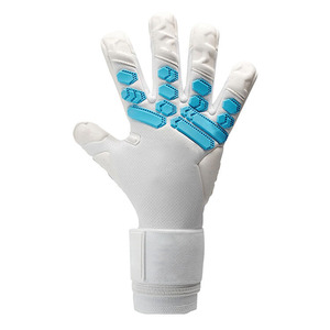 White Football Goalkeeper <b>Gloves</b> Full Finger Non Slip Breathable Adjustable Wrist Strap Unisex Silicone Printing PU Material - Product Image 3