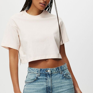 Camiseta corta informal de verano para mujer, camiseta lisa de manga corta, camiseta personalizada de alta calidad, camiseta holgada para damas - Product Image 2