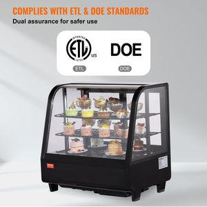 Vetrina Refrigerata Commerciale a 2 Ripiani da Banco per Pasticceria, 3.5 Cu.Ft./100L, con Illuminazione a LED per Esposizione Dolci - Product Image 6