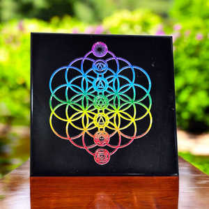 แผ่นหินโมราคริสตัลบำบัดเกรดสูงแผ่นรองแก้วออบซิเดียนธรรมชาติสีดำ3D เกรดสูง - Product Image 4