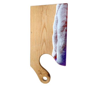 Planche à découper en bois rectangulaire avec poignée en résine violette à motif ondulé - Product Image 2