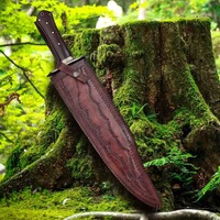 Couteau Bowy à pointe clip en acier Damas fait main avec manche en corne, pour la chasse et la survie en extérieur, DIY OEM OBM