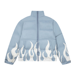 NUEVA Chaqueta Bomber Acolchada de Poliéster para Hombre, Diseño Casual con Cremallera y Cuello Alto, Diseño Personalizado con Estampado de Llamas, Transpirable por Delante - Product Image 1