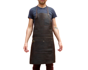 Leather <b>Apron</b> for Men with Pockets Durable Workwear for Barber Kitchen Woodwork BBQ Grill - Product Image 1