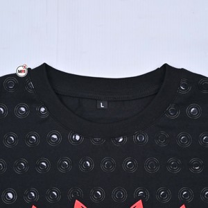 T-shirt noir à manches courtes pour homme avec motif loup rouge imprimé en silicone, tissu respirant, coupe classique, style décontracté, col rond - Product Image 6